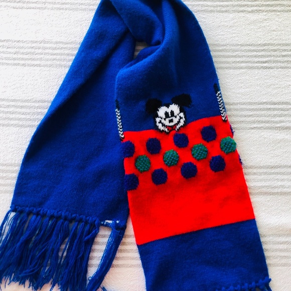 Vintage Mickey Mouse Blue & Red Disney Scarf - Picture 6 of 6